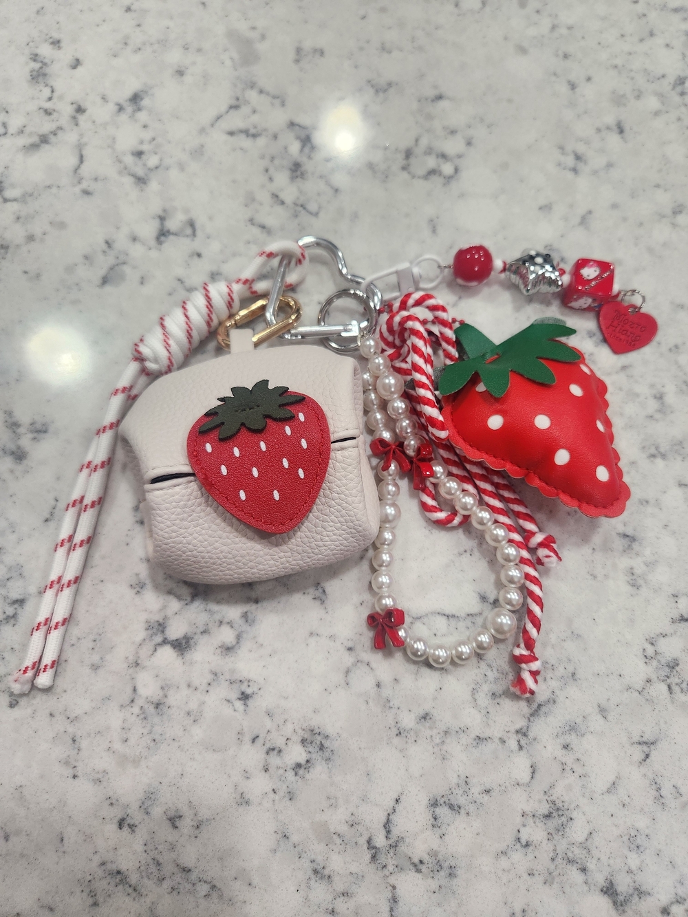 Strawberry Charm with mini bag Keychain